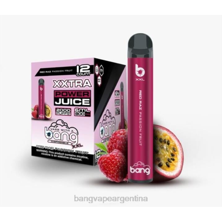 Bang Vape XXL 2000 bocanadas 8B6J22 maracuyá rojo raz vape gang argentina