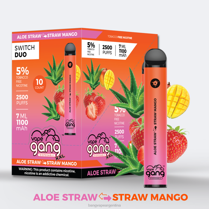 Vape Gang Switch Duo 2 sabores (caja de 10) 8B6J38 aloe fresa - mango fresa vape with a bang disposable