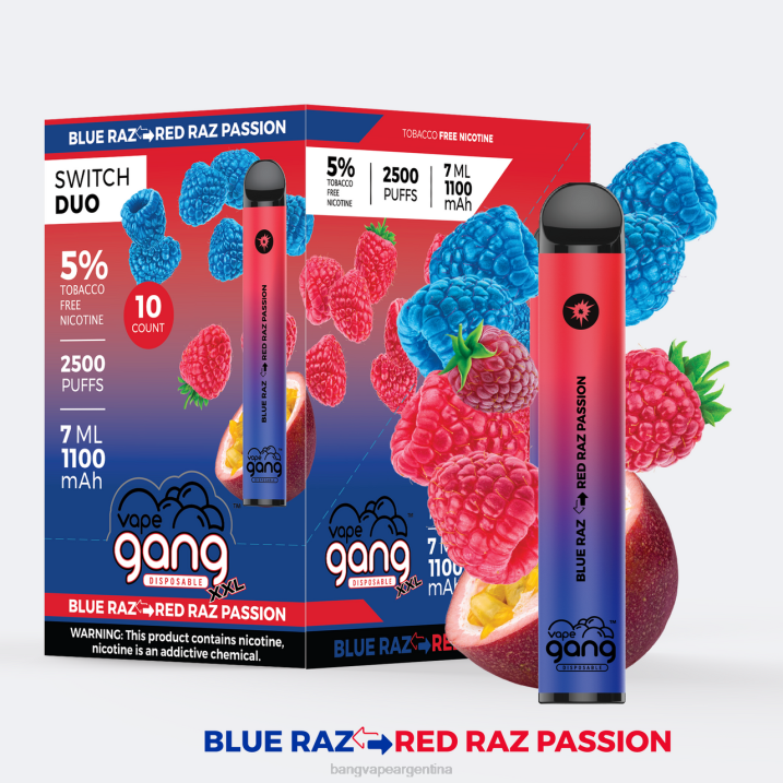 Vape Gang Switch Duo 2 sabores (caja de 10) 8B6J38 aloe fresa - mango fresa vape with a bang disposable