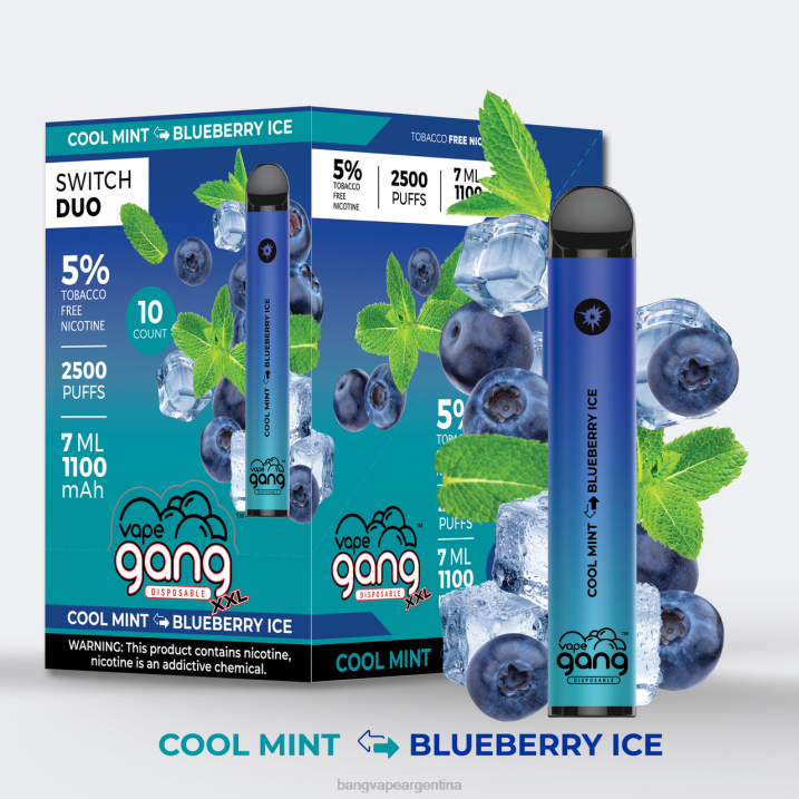 Vape Gang Switch Duo 2 sabores (caja de 10) 8B6J43 menta fresca - hielo de arándanos Bang Vape precio