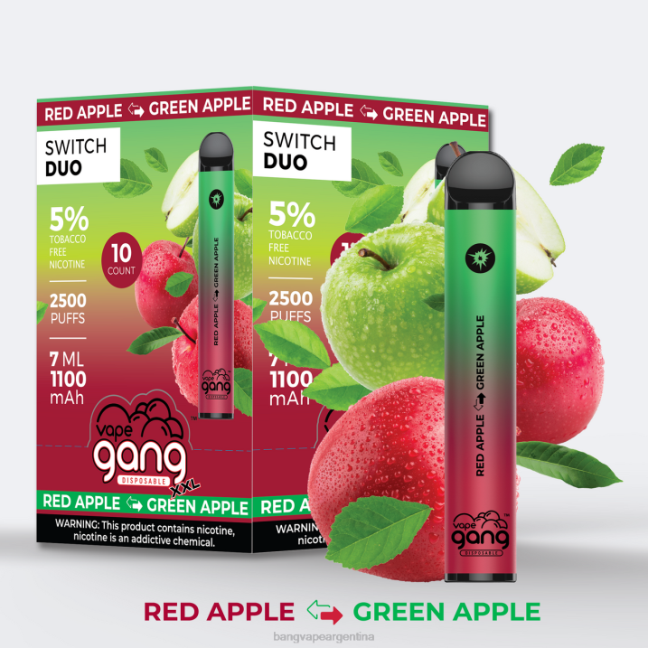 Vape Gang Switch Duo 2 sabores (caja de 10) 8B6J46 manzana roja - manzana verde vape gang disposables