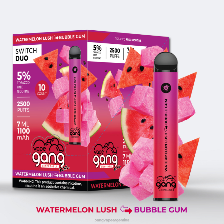 Vape Gang Switch Duo 2 sabores (caja de 10) 8B6J49 sandía exuberante - chicle vape with a bang precio