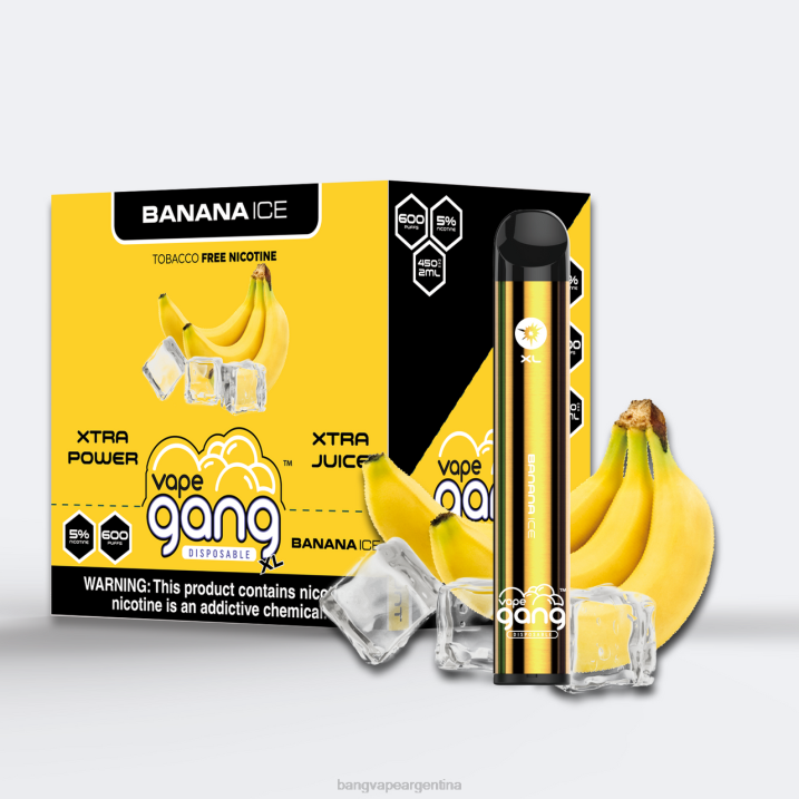 Vape Gang XL vaporizadores desechables 600 inhalaciones (caja de 10) 8B6J63 hielo de plátano Bang Vape argentina
