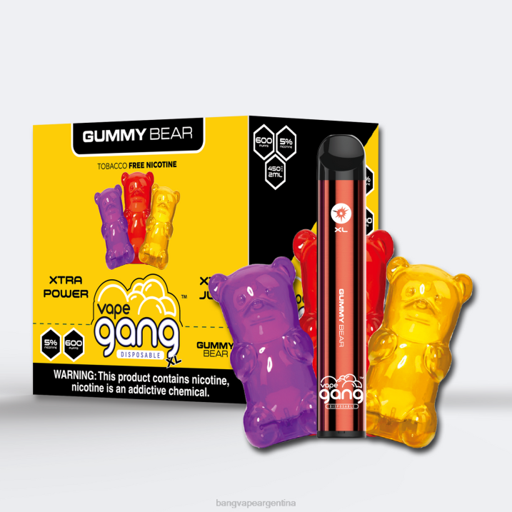 Vape Gang XL vaporizadores desechables 600 inhalaciones (caja de 10) 8B6J64 osito de goma vape gang argentina