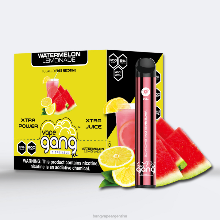 Vape Gang XL vaporizadores desechables 600 inhalaciones (caja de 10) 8B6J65 limonada de sandia Bang Vape precio