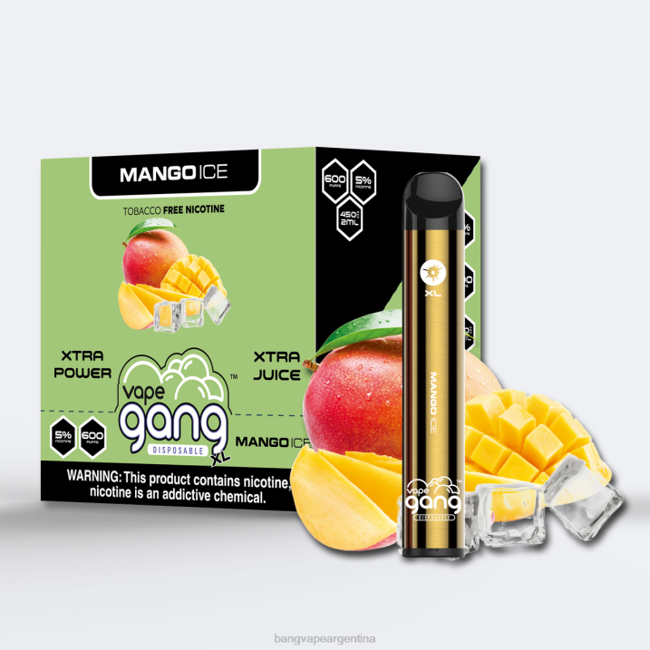 Vape Gang XL vaporizadores desechables 600 inhalaciones (caja de 10) 8B6J68 hielo de mango vape gang disposables
